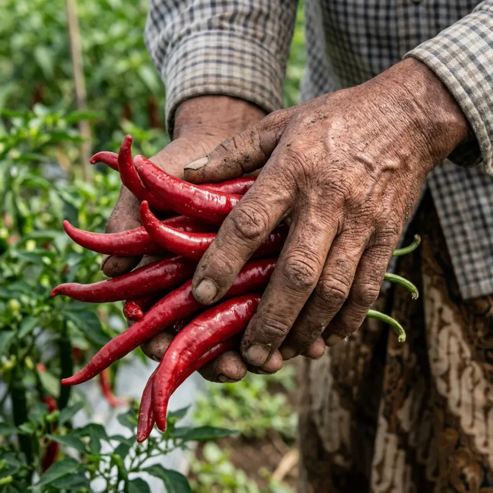Foto makro kulit buah cabai tebal mengkilap bebas bintik patek