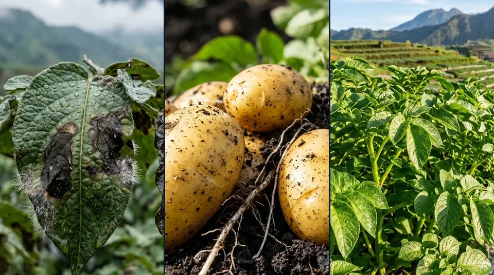 Tahapan perlindungan daun kentang dari bercak lodoh hingga panen umbi kentang Grade A dengan Kojien