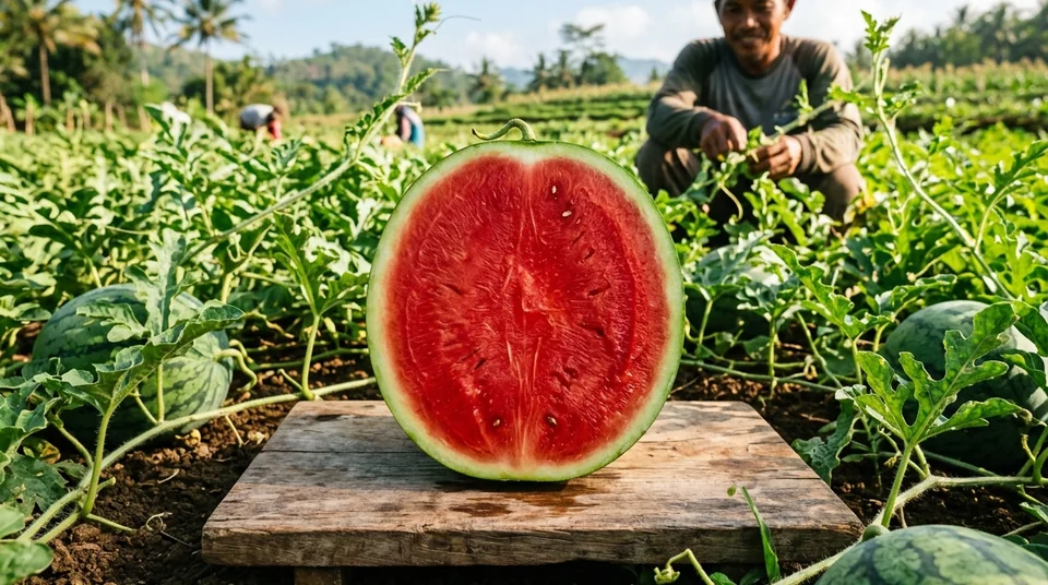 Panen semangka merah masir dan melon berjaring net tebal Grade A dengan Saratoga