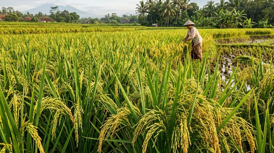 Sawah pulih 4 hari pakai Bensu hijau royo-royo 45+ anakan dan malai merunduk padat bernas