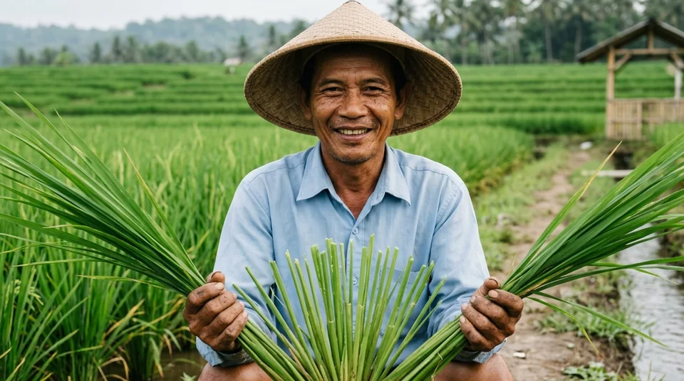 Pak H. Munir di Lamongan Jawa Timur menunjukkan rumpun padi sembuh dari asem-aseman dan tembus 48 anakan produktif
