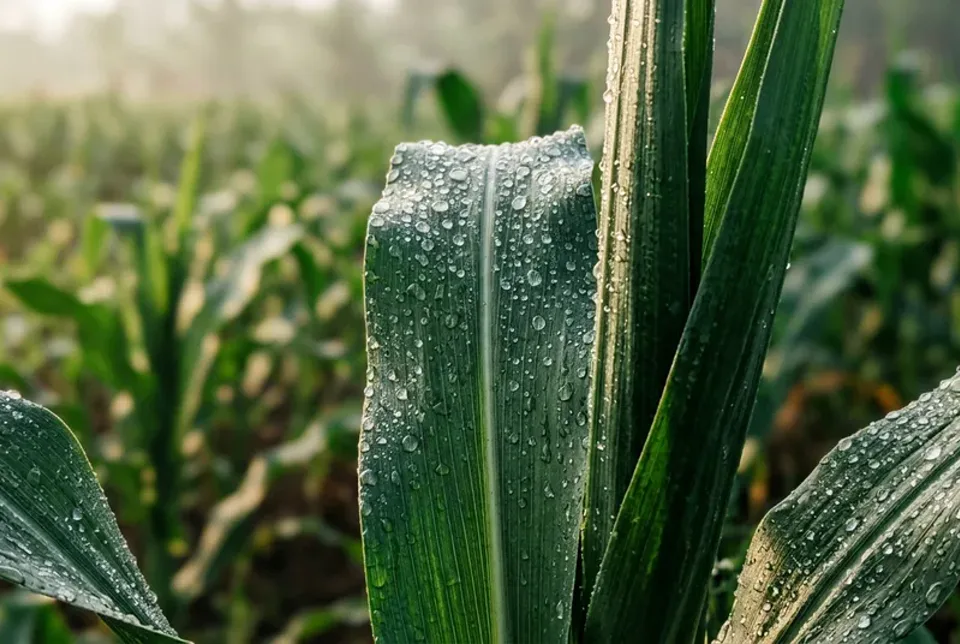 Daun jagung hibrida lebar hijau gelap mengkilap bebas bulai dan karat daun