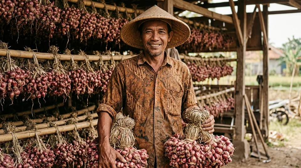 Dokumentasi Pak H. Rohman di Brebes berhasil membesarkan umbi bawang merah yang tadinya kerdil