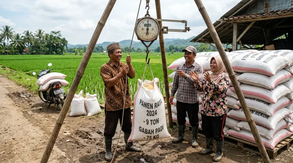 Foto panen raya padi ubinan 9 ton per hektar gabah bernas