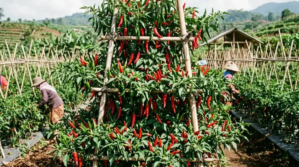 Kebun cabai tanpa Bensu sudah meranggas kering dan habis buah di petikan ke-11
