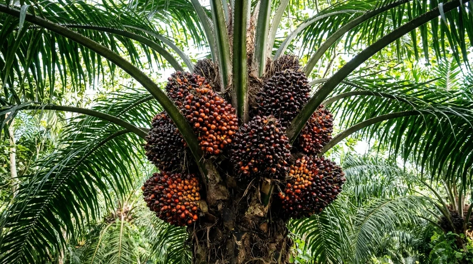 Tandan kelapa sawit pakai AUSSIE berubah jadi TBS normal berondol bulat besar merah mengkilap