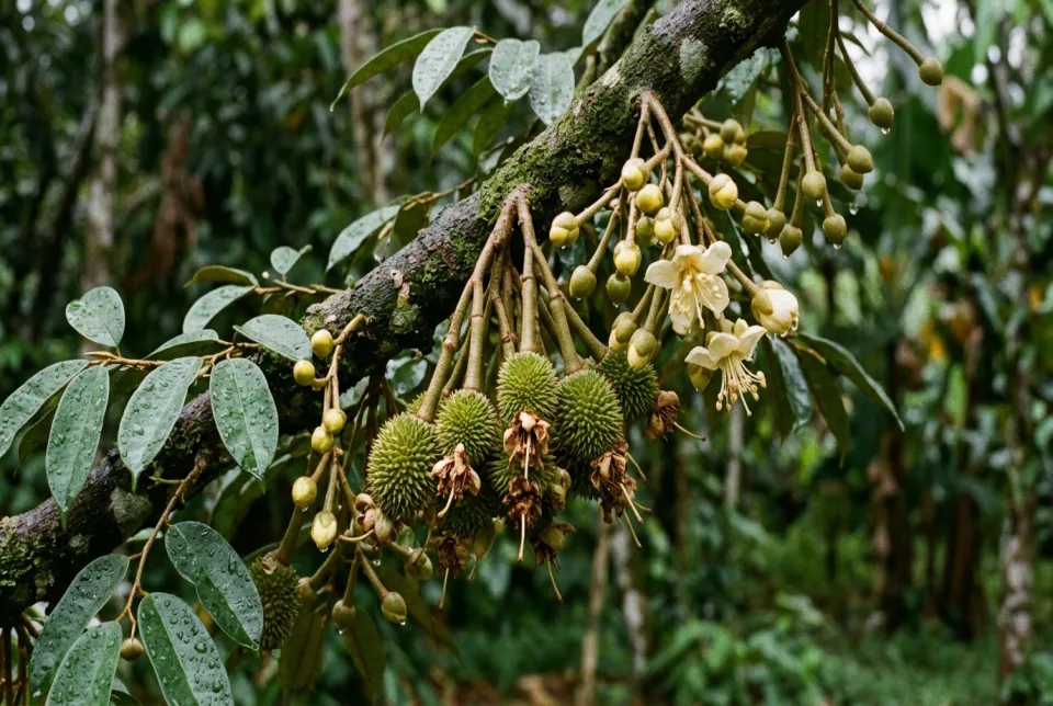 Dompolan buah cabai merah besar, tomat, dan mangga mulus mengkilap bebas sengatan lalat buah