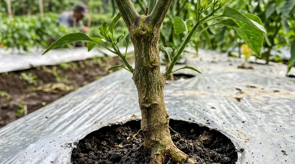 Pak H.Tarmizi di Brebes menunjukkan hasil panen cabai dari kebun bebas fusarium