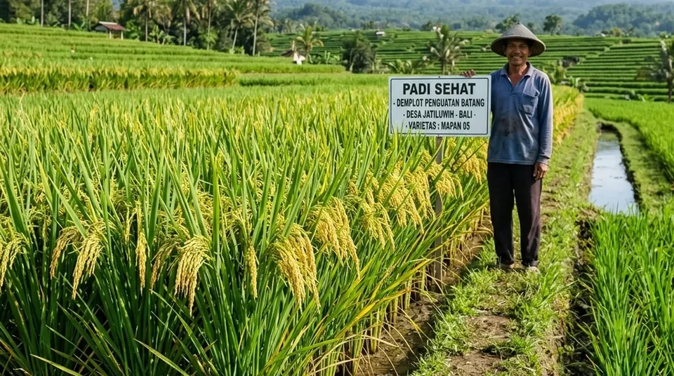 Kondisi padi sawah pulih subur anakan lebat sehabis semprot Bensu
