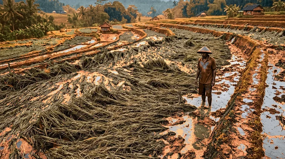 Kondisi padi sawah asem-aseman daun merah karat dan kerdil